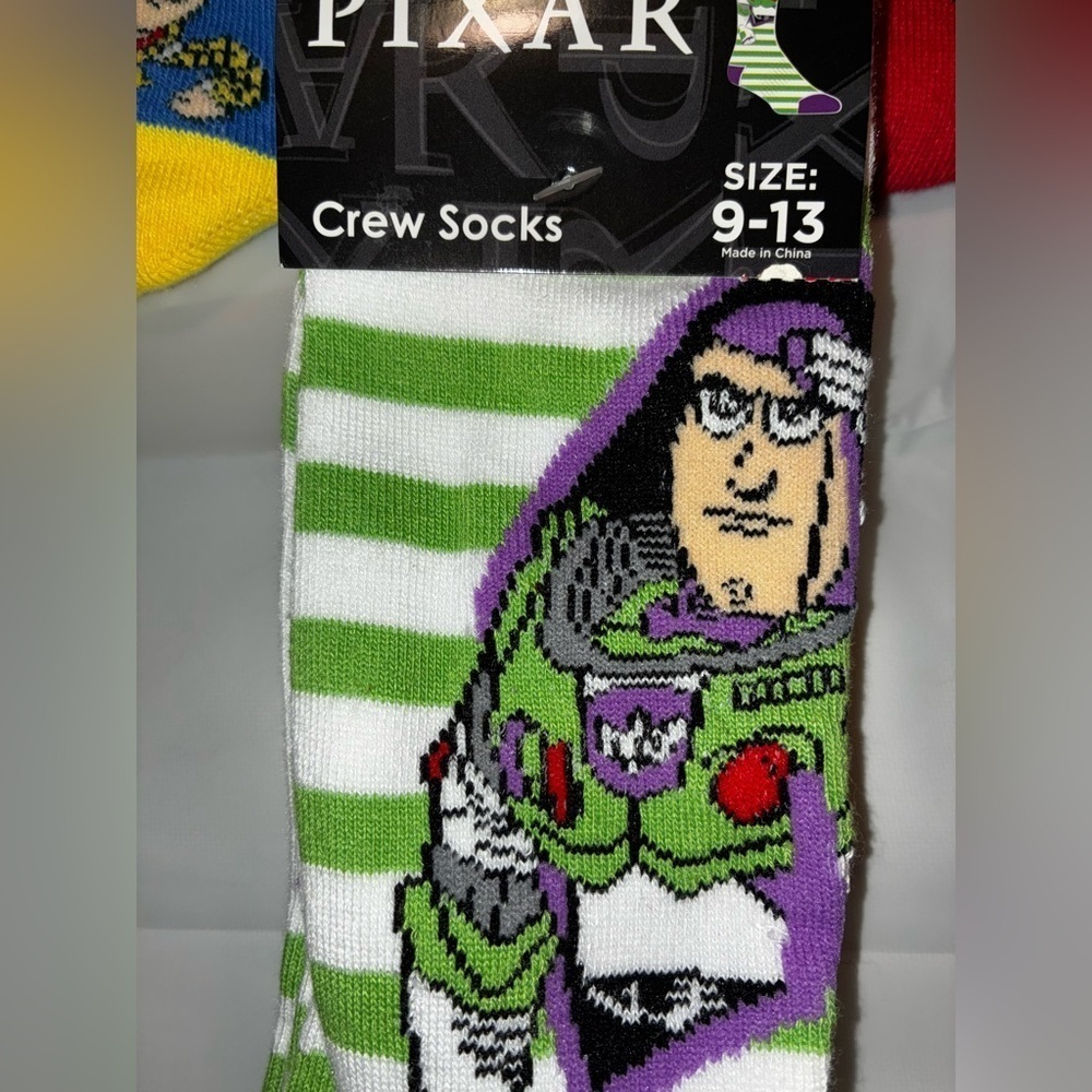 💰Pixar Disney Toy Story Crew Socks Bundle 3 Size 9-13 Woody Buzz Character - Picture 3 of 7